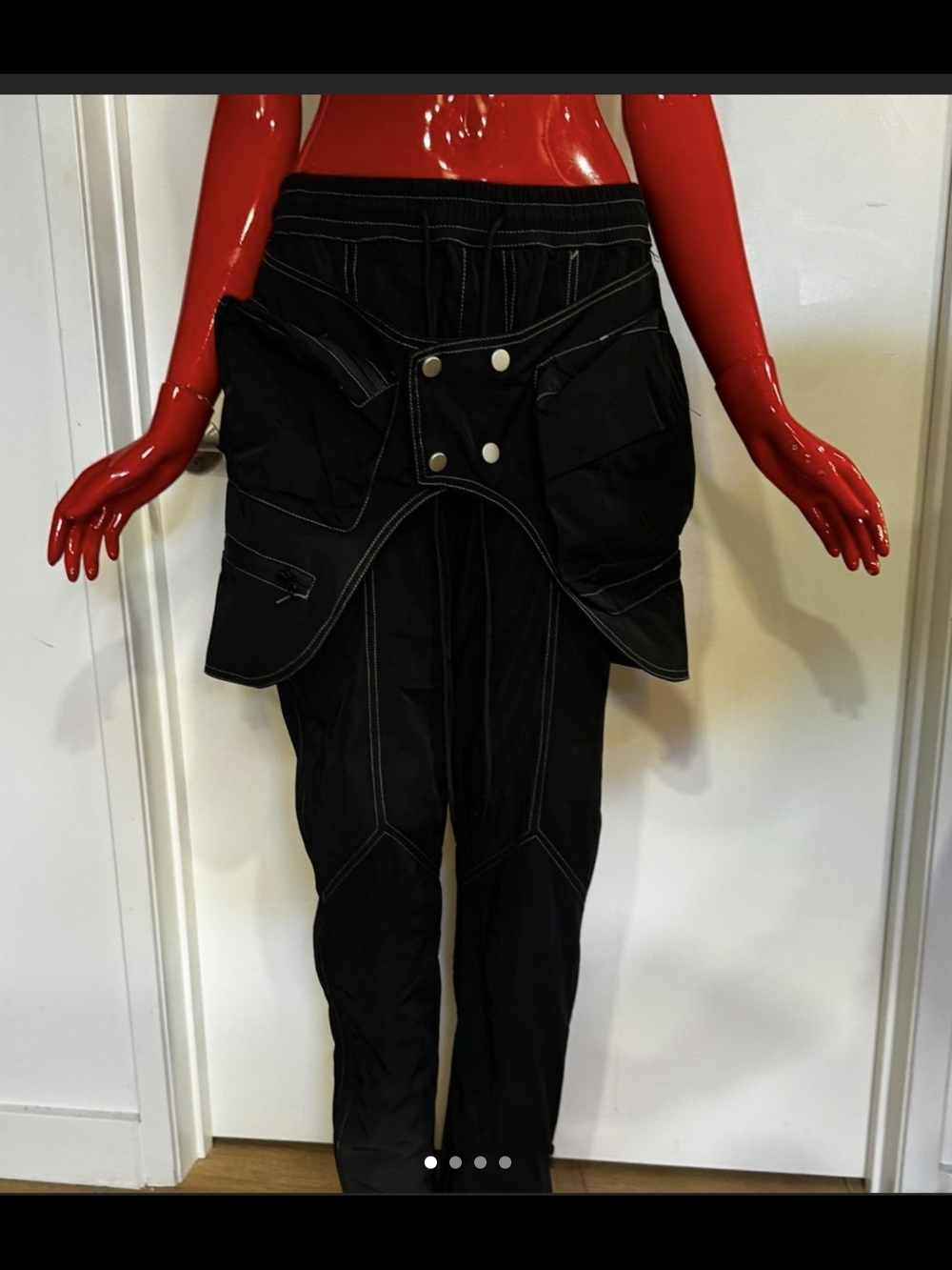 Source Unknown Black Utility Layered Pants with Contrast Stitching